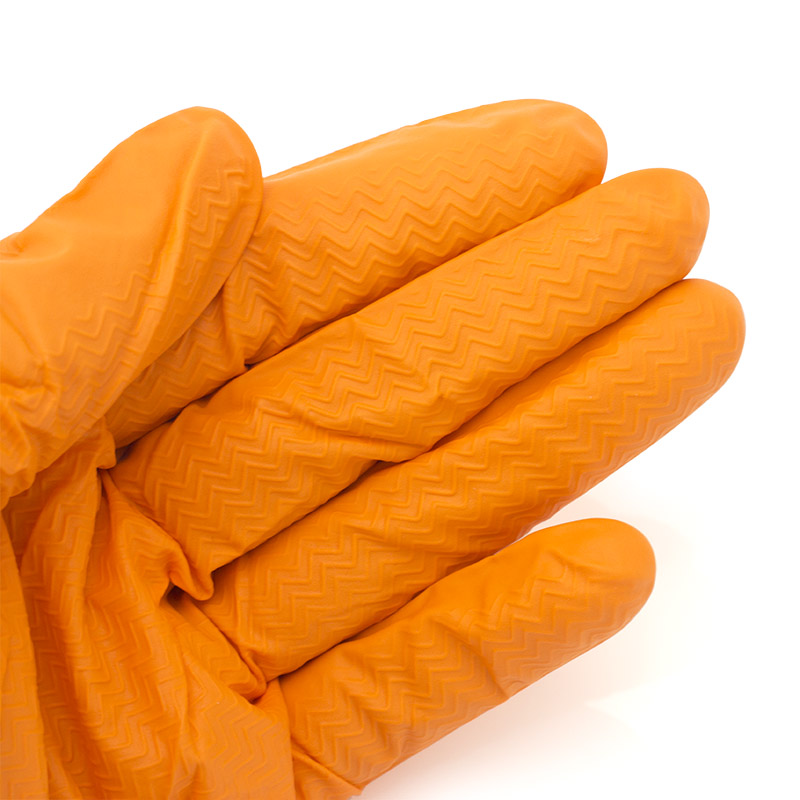 orange gripper nitrile gloves